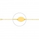 Pulsera infantil con placa ovalada de oro amarillo de 18 Kt, cadena marinera alargada de 2 mm