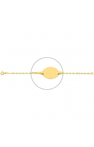 Pulsera infantil con placa ovalada de oro amarillo de 18 Kt, cadena marinera alargada de 2 mm