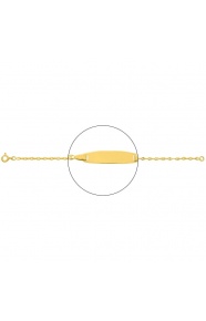 Pulsera infantil con placa redondeada de oro amarillo de 18 Kt, cadena grano de café de 1 mm
