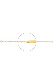Pulsera infantil con placa recta de oro amarillo de 18 Kt, cadena grano de café de 1 mm