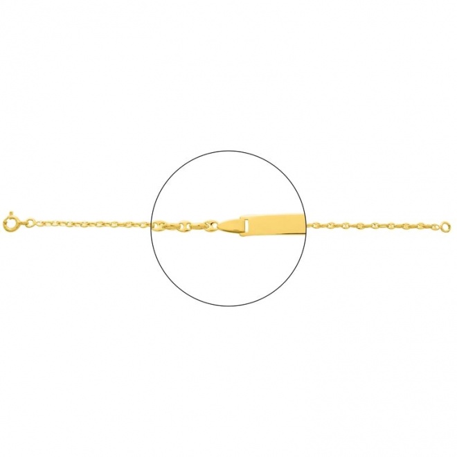 Pulsera infantil con placa recta de oro amarillo de 18 Kt, cadena grano de café de 1 mm