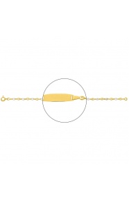 Pulsera infantil con placa redondeada de oro bicolor de 18 Kt, cadena grano de café de 2 mm