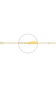 Pulsera infantil con placa recta de oro bicolor de 18 Kt, cadena grano de café de 2 mm