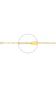 Pulsera infantil con placa redondeada de oro bicolor de 18 Kt, cadena grano de café de 3 mm