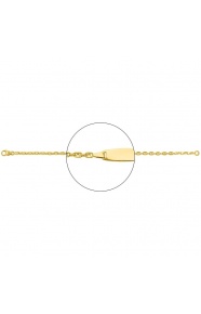 Pulsera infantil con placa redondeada de oro amarillo de 18 Kt, cadena grano de café