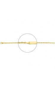 Pulsera infantil con placa recta de oro amarillo de 18 Kt, cadena grano de café