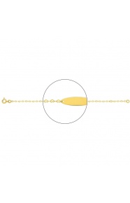 Pulsera infantil con placa ovalada de oro amarillo de 18 Kt, cadena de corazones