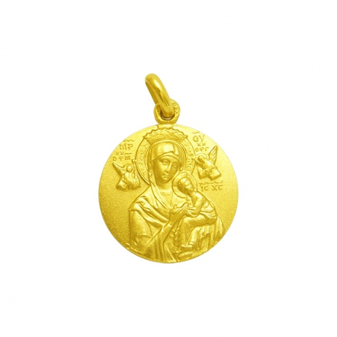 Medalla Virgen del Perpetuo Socorro de oro amarillo de 18 Kt