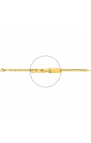 Pulsera infantil con placa recta de oro amarillo de 18 Kt, cadena plana calada de 3 mm