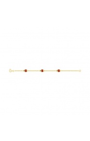 Pulsera infantil de oro amarillo de 18 Kt con esmalte, mariquita