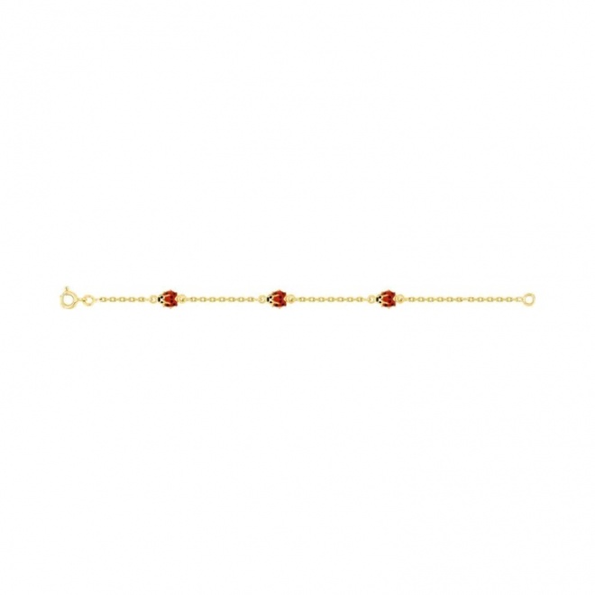Pulsera infantil de oro amarillo de 18 Kt con esmalte, mariquita