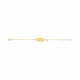 Pulsera infantil con placa ovalada de oro amarillo, corazón calado y colgante