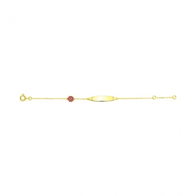 Pulsera infantil con placa de oro amarillo, mariposa grande