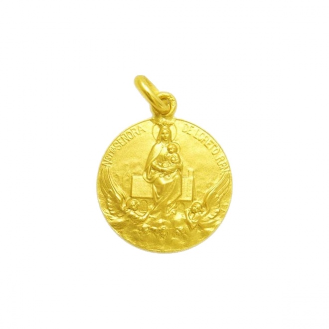 Medalla Nuestra Señora de Loreto de oro amarillo de 18 Kt