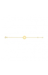 Pulsera infantil de oro amarillo, disco con corazón calado