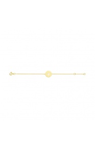 Pulsera infantil de oro amarillo, disco con ángel calado