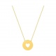 Collar infantil de oro amarillo, disco con corazón calado