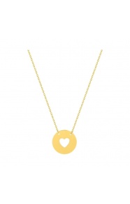 Collar infantil de oro amarillo, disco con corazón calado