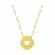 Collar infantil de oro amarillo, disco con corazón calado