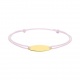 Pulsera infantil con placa ovalada de oro amarillo y cordón rosa