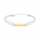 Pulsera infantil con placa de oro amarillo y cordón azul