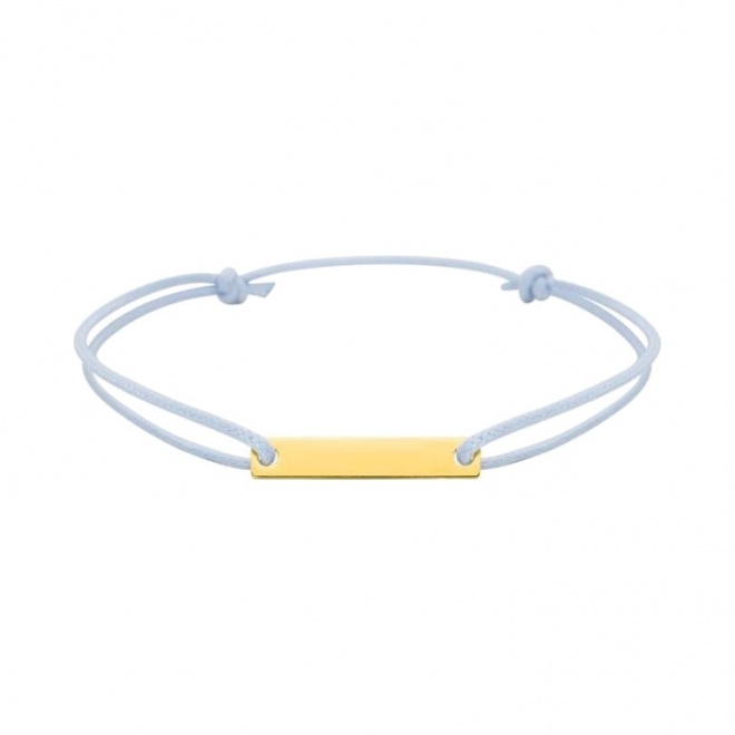 Pulsera infantil con placa de oro amarillo y cordón azul