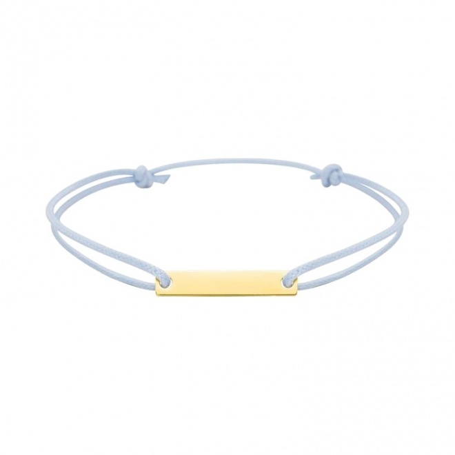 Pulsera infantil con placa de oro amarillo y cordón azul