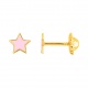 Pendientes de bebé de oro amarillo con esmalte, estrella rosa