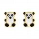 Pendientes de bebé de oro amarillo con esmalte, oso panda