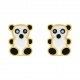 Pendientes de bebé de oro amarillo con esmalte, oso panda