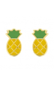 Pendientes de bebé de oro amarillo con esmalte, piña