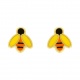 Pendientes de bebé de oro amarillo con esmalte, abeja