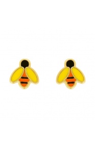 Pendientes de bebé de oro amarillo con esmalte, abeja