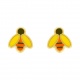 Pendientes de bebé de oro amarillo con esmalte, abeja
