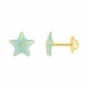 Pendientes de bebé de oro amarillo con esmalte, estrella de mar