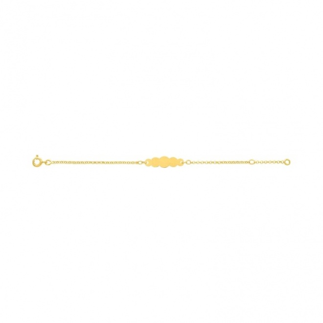 Pulsera infantil con placa de nube de oro amarillo, cadena rolo