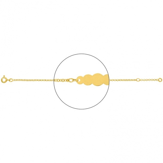 Pulsera infantil con placa de nube de oro amarillo, cadena rolo