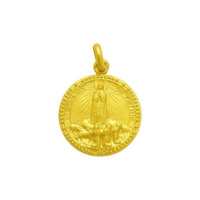 Medalla Virgen de Fátima de oro amarillo de 18 Kt