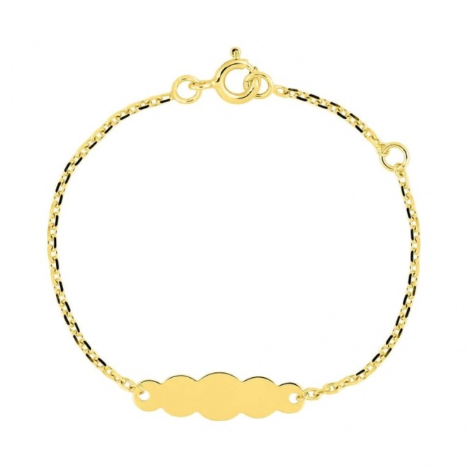 Pulsera infantil con placa de nube de oro amarillo, cadena forzada mediana