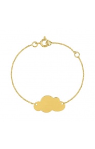 Pulsera infantil con placa de nube grande de oro amarillo, cadena extrafina