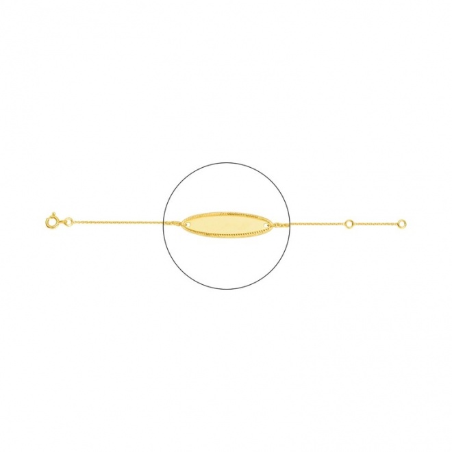 Pulsera infantil con placa ovalada estrecha de oro amarillo, cadena extrafina