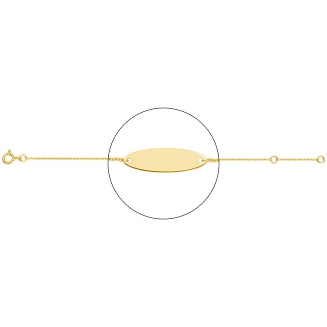 Pulsera infantil con placa ovalada de oro amarillo, cadena extrafina