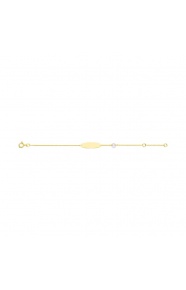 Pulsera infantil con placa y perla de oro amarillo, cadena extrafina