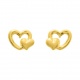 Pendientes de bebé de oro amarillo de 18 Kt, doble corazón