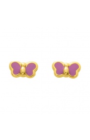 Pendientes de bebé de oro amarillo de 18 Kt con esmalte, lazo