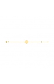 Pulsera infantil con placa redonda de oro amarillo, cadena extrafina