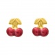 Pendientes de bebé de oro amarillo de 18 Kt con esmalte, cereza