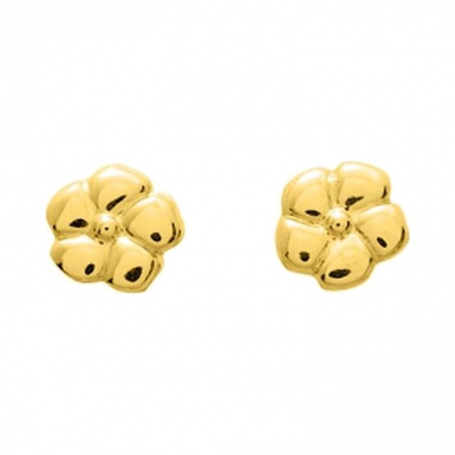 Pendientes de bebé de oro amarillo de 18 Kt, flor