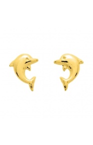 Pendientes de bebé de oro amarillo de 18 Kt, delfín