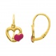 Pendientes de bebé de oro amarillo de 18 Kt con esmalte, corazón, cierre catalán